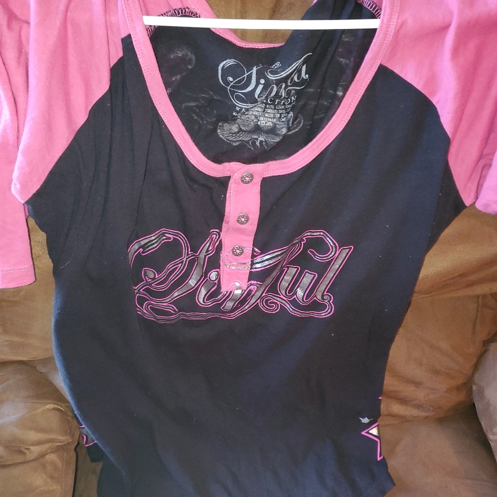 Sinful by Affliction large angel wing shirt